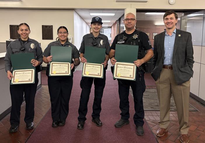 Win Wednesday recipients - Officer Cade Beckwith and four CSO's!