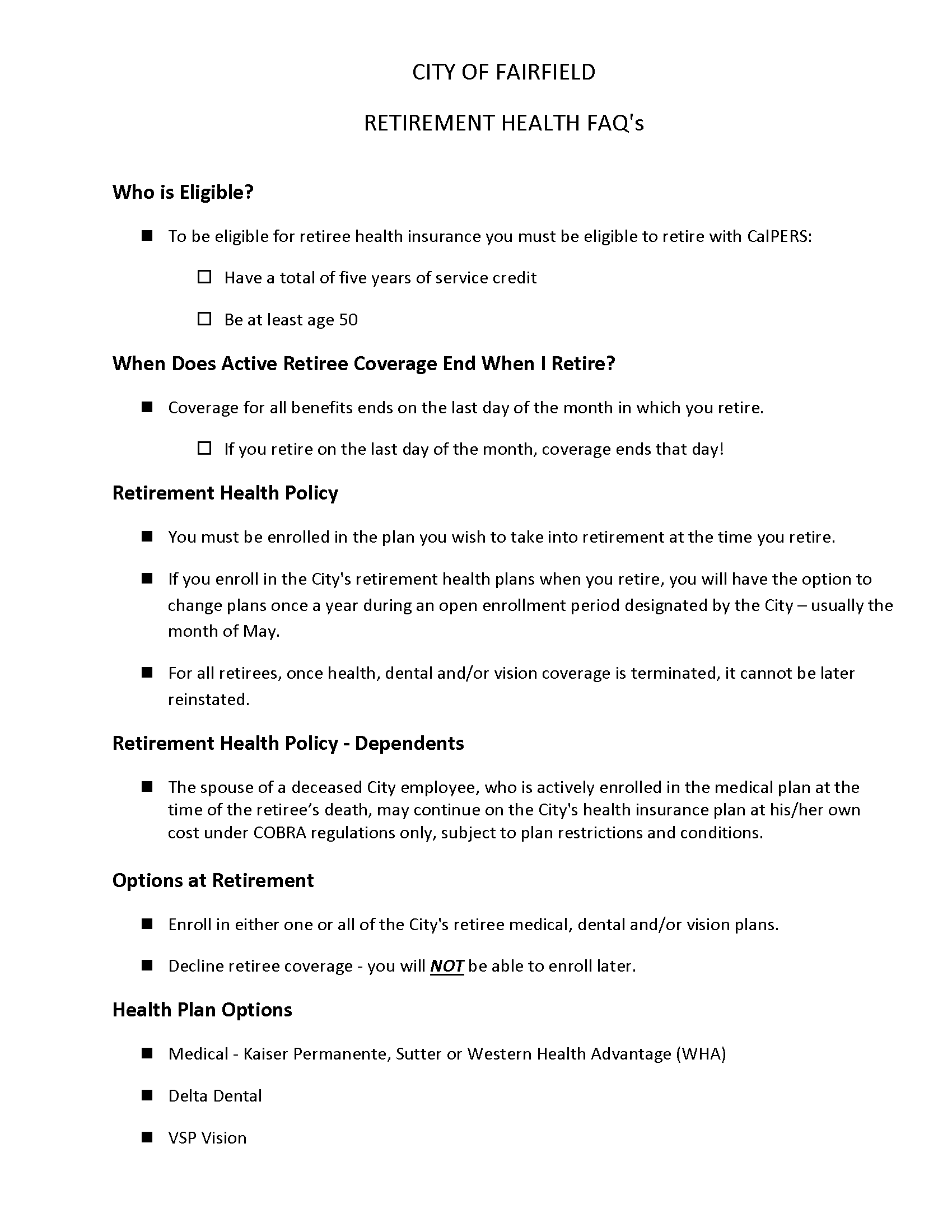 Retirement - FAQs Cover